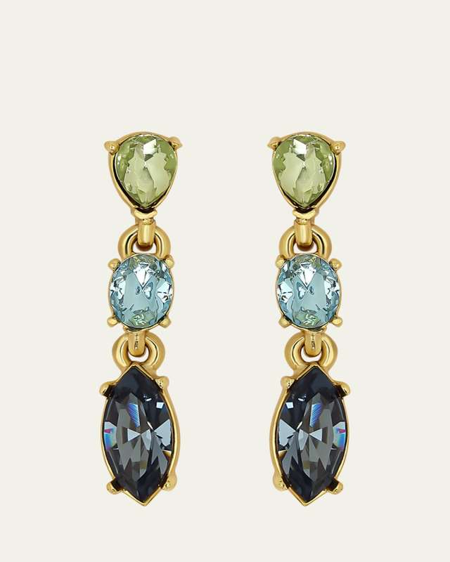 Crystal Three-Drop Earrings